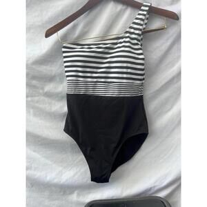 Tommy Bahama 285710 Women One Shoulder One-Piece Swimsuit,  in Black, Size 8